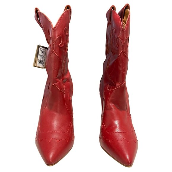 Dingo Womens Red Leather Western Booties With Fringe Size 8 NEW - Picture 3 of 7